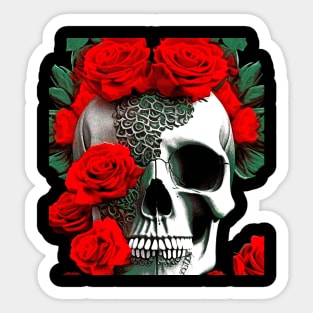 Skull with Roses Sticker